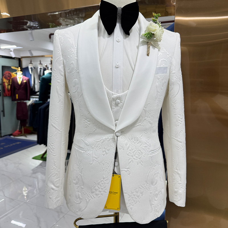 Formal Wear For Men In Wedding - Men Wedding Suit White 3 Piece