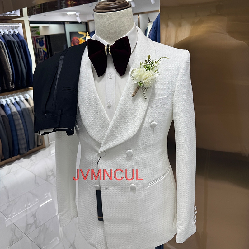 Men'S Formal Wear For Reception - Men's Jacquard 3 Piece Suit Tailored