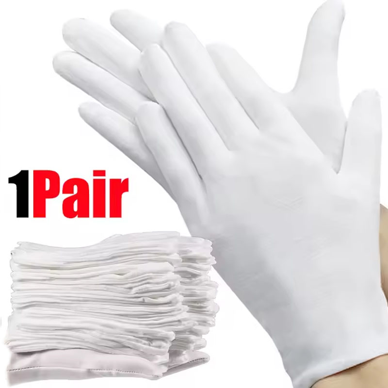1pair White Cotton Gloves Men  - đánh giá và giá Formal Wear Gloves Men