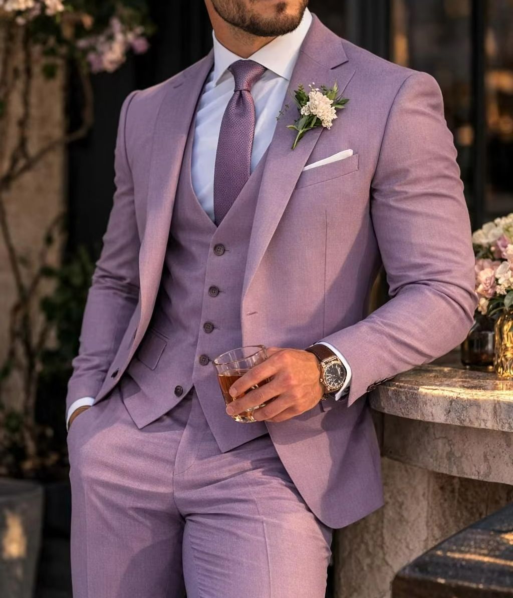 Lavender 3 Piece Men's Suit Li - đánh giá và giá Men Formal Wear With Blazer