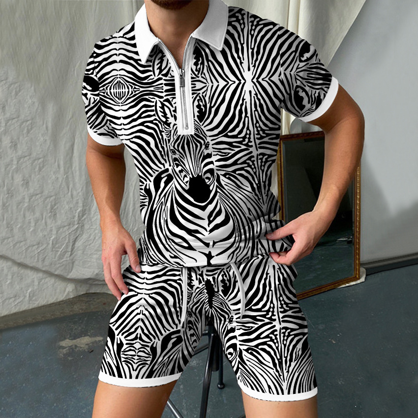 Leopard 3D Print Men Short Sle - đánh giá và giá Men'S Formal Beach Wear