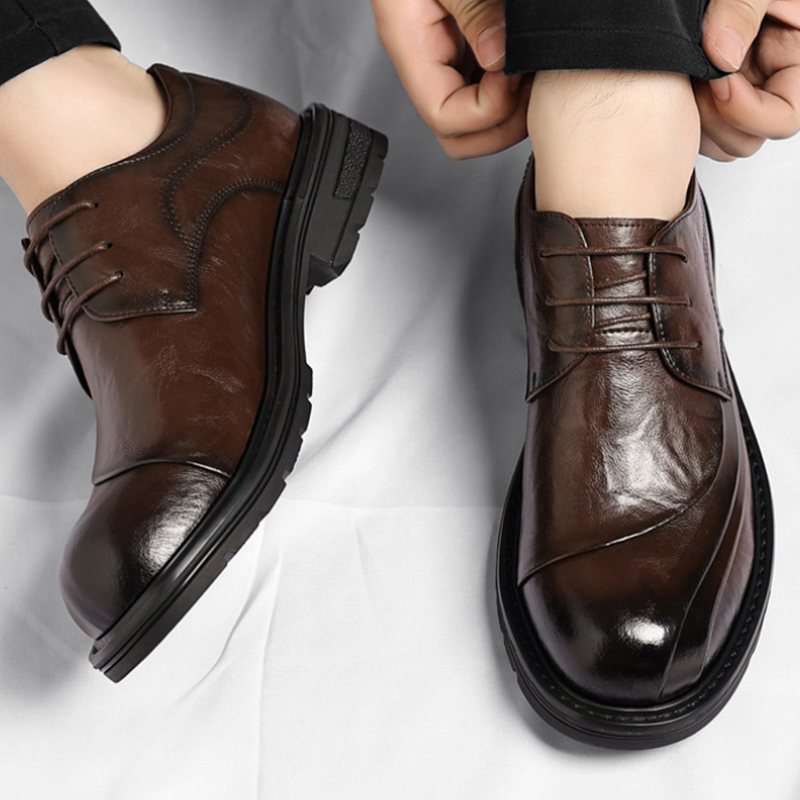 Brown Burnished Genuine Leathe - đánh giá và giá Formal Wear For Men In Wedding