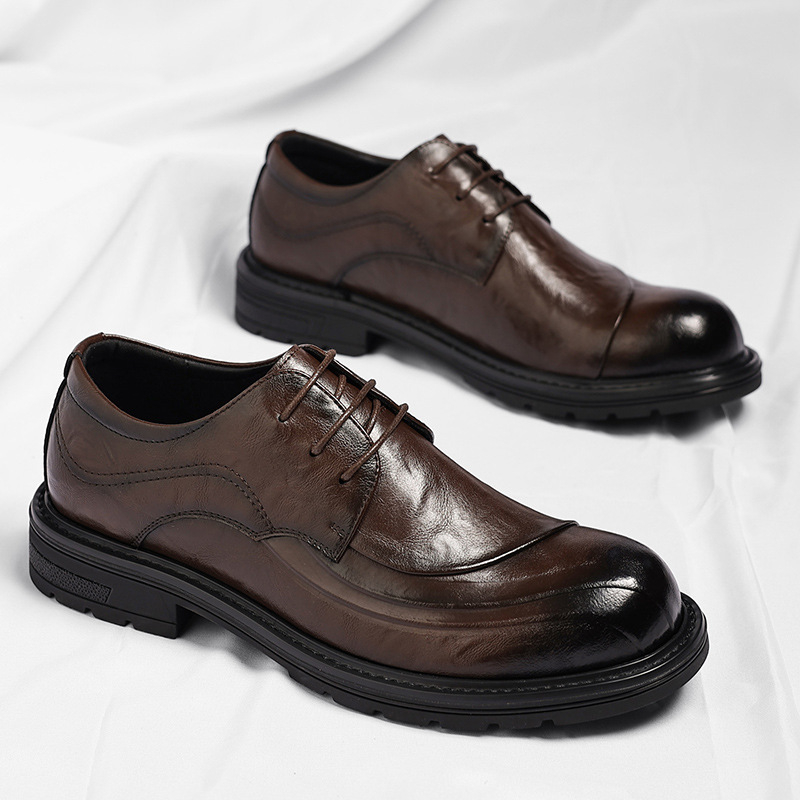 Brown Burnished Genuine Leathe - đánh giá và giá Formal Wear For Men In Wedding