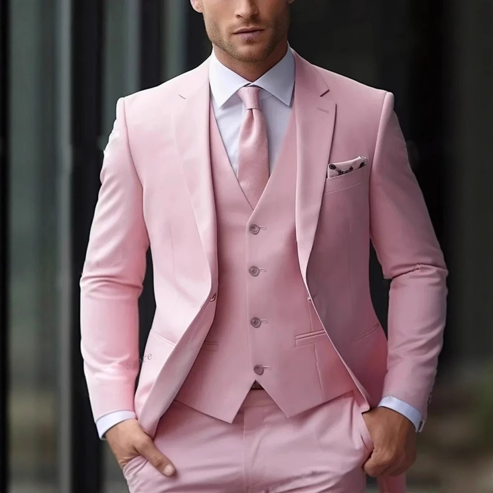 3 Pieces Pink Formal Men Suits - đánh giá và giá Men'S Formal Wear For Reception