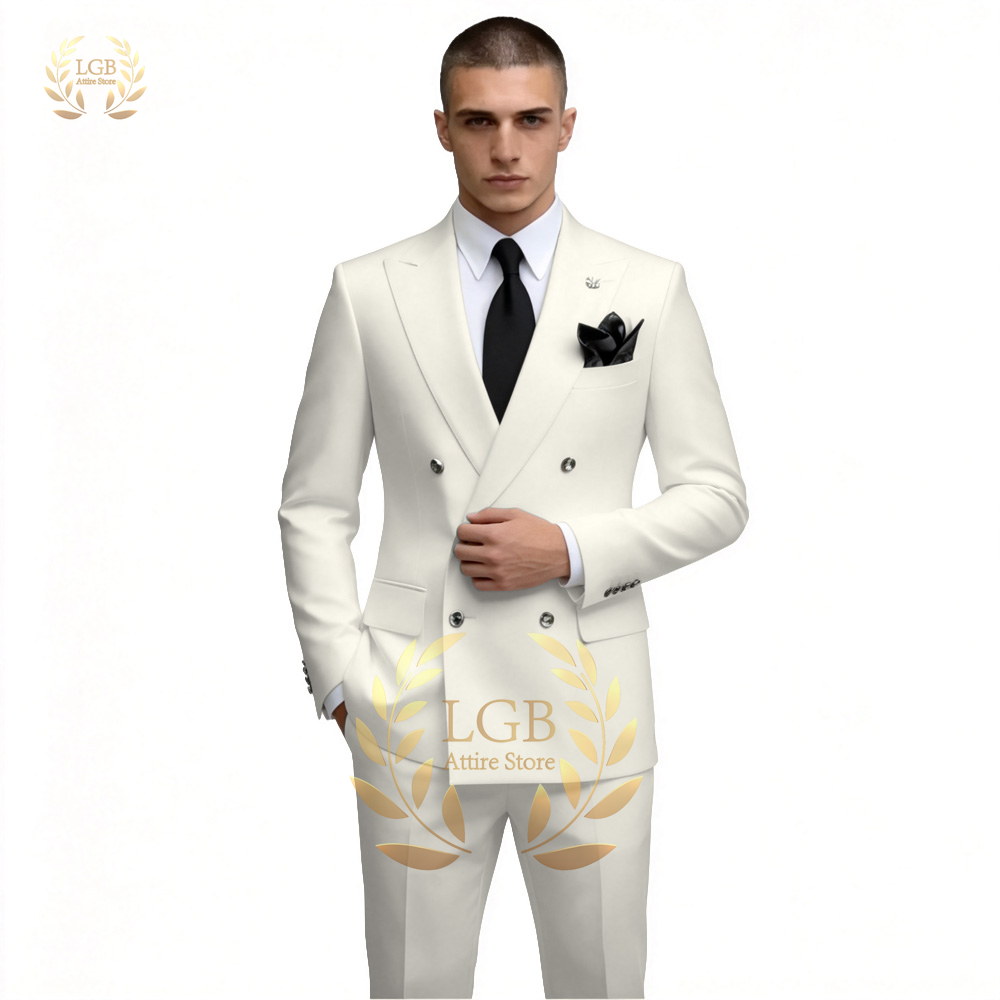 Men's White Double Breasted Su - đánh giá và giá Men Formal Wear With Blazer