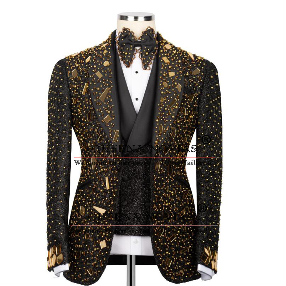 Sparkly Crystals Beading Suit  - đánh giá và giá Men'S Formal Wear For Reception