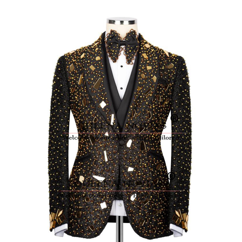 Sparkly Crystals Beading Suit  - đánh giá và giá Men'S Formal Wear For Reception