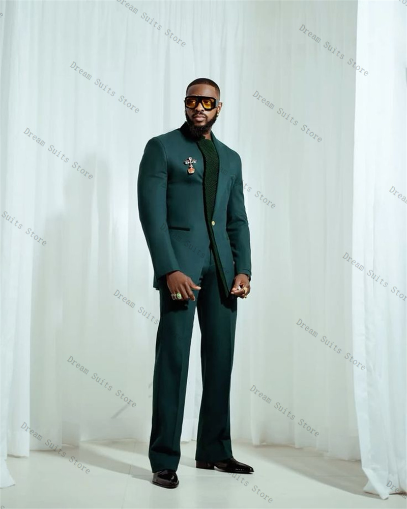 Splicing Color Men Suit Set 2  - đánh giá và giá Men Formal Wear Green